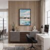 05 - Black Framed Los Angeles Waterfront Homes Watercolor Canvas Print - Home Office - Vertical.jpg