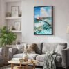 05 - Black Framed Maldives Watercolor Canvas Print - Skandinavian Living Room - Vertical.jpg