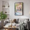 05 - Black Framed Marrakesh Morroco Backyard Watercolor Canvas Print - Skandinavian Living Room - Vertical.jpg