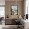 05 - Black Framed Mount Rainier - Watercolor Canvas Print - Home Office - Vertical.jpg