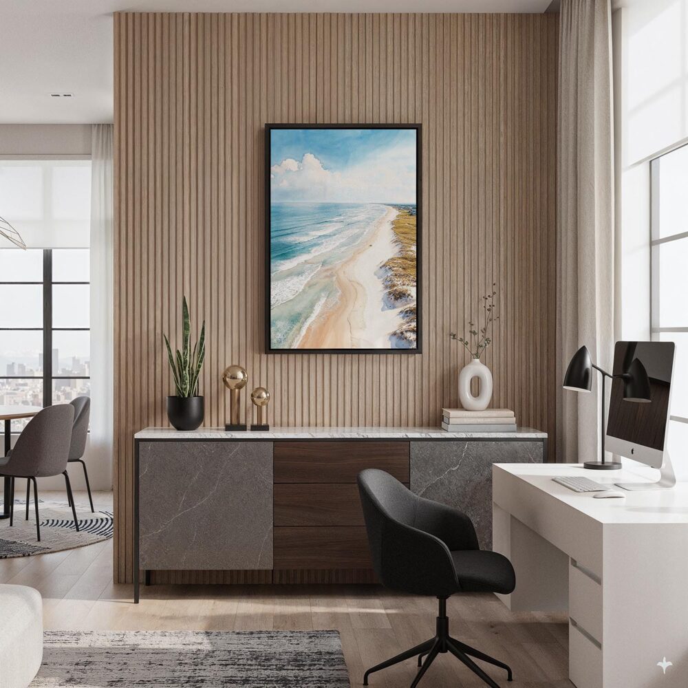 05 - Black Framed Outer Banks NC Watercolor Canvas Print - Home Office - Vertical.jpg 05 - Black Framed Outer Banks NC Watercolor Canvas Print - Home Office - Vertical.jpg