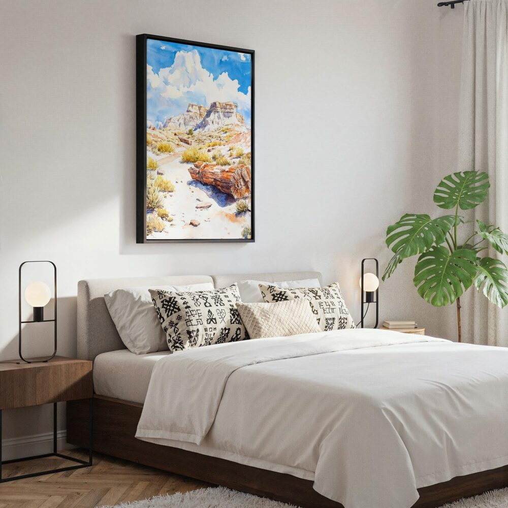05 - Black Framed Petrified Forest National Park Watercolor Canvas Print - Bedroom - Vertical.jpg 05 - Black Framed Petrified Forest National Park Watercolor Canvas Print - Bedroom - Vertical.jpg
