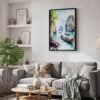 05 - Black Framed Phuket Watercolor Canvas Print - Skandinavian Living Room - Vertical.jpg
