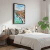 05 - Black Framed Porto Skyline Watercolor Canvas Print - Bedroom - Vertical.jpg