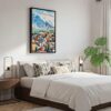 05 - Black Framed Reykjavik Watercolor Canvas Print - Bedroom - Vertical.jpg