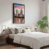 05 - Black Framed San Diego Skyline Watercolor Canvas Print - Bedroom - Vertical.jpg