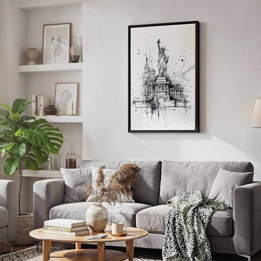 05 - Black Framed Statue of liberty - Pencil Drawing Canvas Print - Skandinavian Living Room - Vertical.jpg 05 - Black Framed Statue of liberty - Pencil Drawing Canvas Print - Skandinavian Living Room - Vertical.jpg