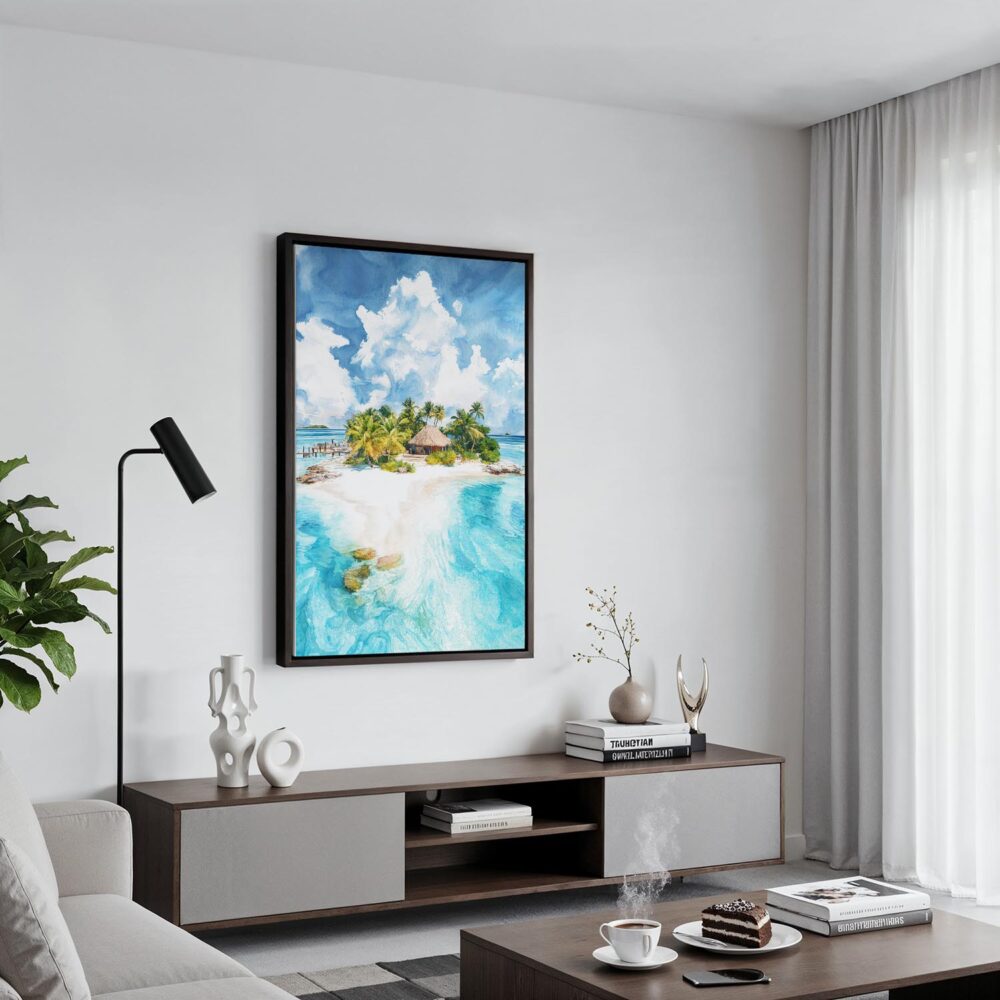 05 - Black Framed The Bahamas Islands watercolor Canvas Print - Contemporary Living Room - Vertical.jpg 05 - Black Framed The Bahamas Islands watercolor Canvas Print - Contemporary Living Room - Vertical.jpg