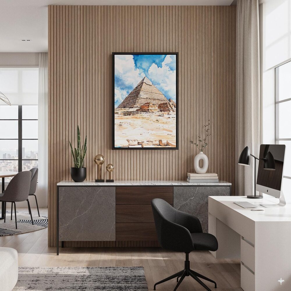 05 - Black Framed The Pyramids of Giza Watercolor Canvas Print - Home Office - Vertical.jpg 05 - Black Framed The Pyramids of Giza Watercolor Canvas Print - Home Office - Vertical.jpg