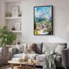 05 - Black Framed Zermatt Switzerland Watercolor Canvas Print - Skandinavian Living Room - Vertical.jpg