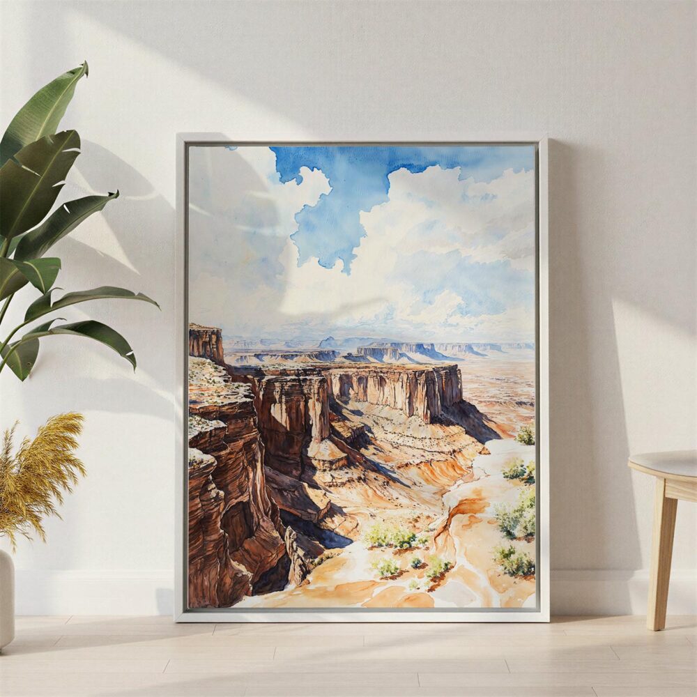 05 - Canyonlands National Park Watercolor Canvas Print with White Floater Frame - Standing on Floor - Vertical.jpg 05 - Canyonlands National Park Watercolor Canvas Print with White Floater Frame - Standing on Floor - Vertical.jpg
