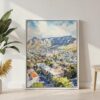 05 - Cape Town Watercolor Canvas Print with White Floater Frame - Standing on Floor - Vertical.jpg
