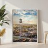05 - Celina Texas Watercolor Canvas Print with White Floater Frame - Standing on Floor - Vertical.jpg