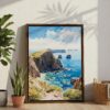 05 - Channel Islands National Park Watercolor Canvas Print with Brown Floater Frame - Standing on Floor - Vertical.jpg