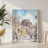 05 - Edinburgh watercolor Canvas Print with White Floater Frame - Standing on Floor - Vertical.jpg