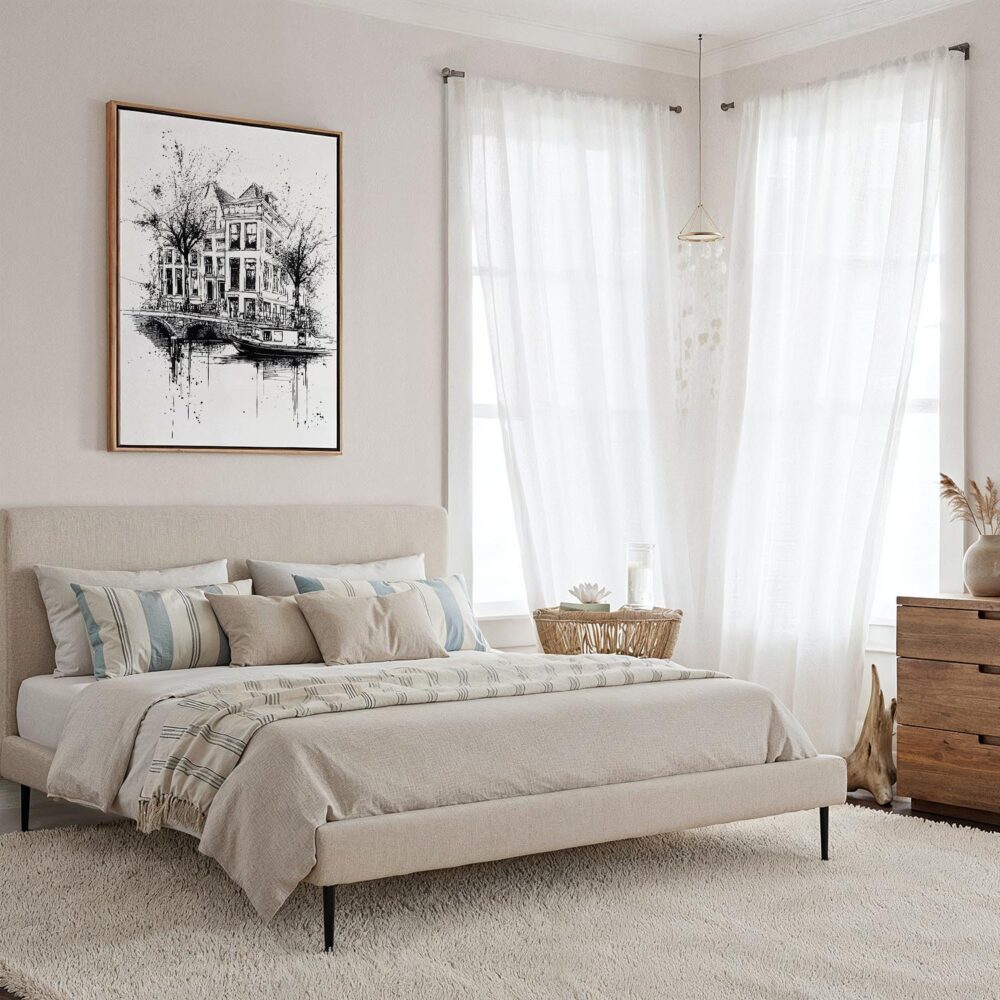 05 - Framed Amsterdam - Pencil Drawing - 1 Canvas Print - Coastal Bedroom - Vertical.jpg 05 - Framed Amsterdam - Pencil Drawing - 1 Canvas Print - Coastal Bedroom - Vertical.jpg