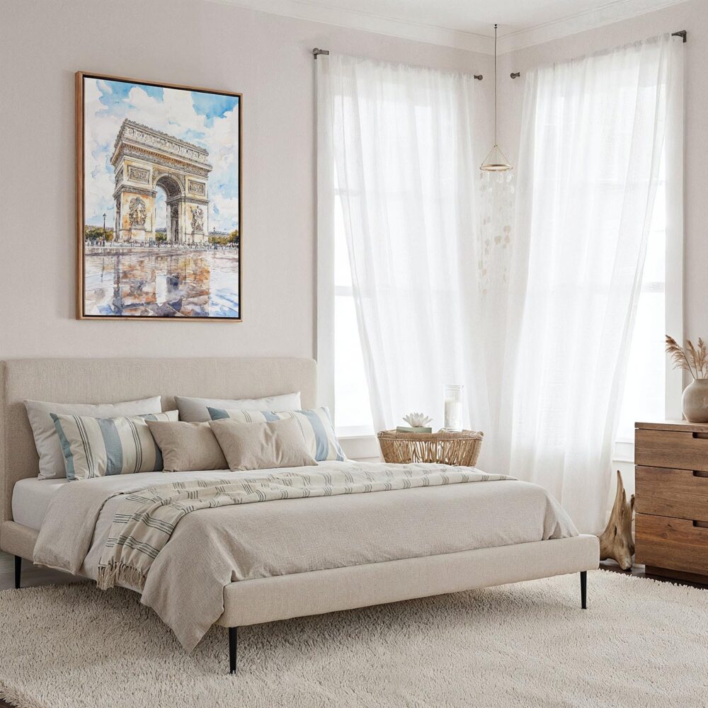 05 - Framed Arc De Triomphe watercolor Canvas Print - Coastal Bedroom - Vertical.jpg 05 - Framed Arc De Triomphe watercolor Canvas Print - Coastal Bedroom - Vertical.jpg