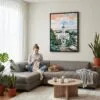 05 - Framed Athens Georgia Watercolor Canvas Print - Woman Knitting on grey couch - Vertical.jpg