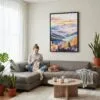 05 - Framed Blue Ridge Mountains Canvas Print - Woman Knitting on grey couch - Vertical.jpg