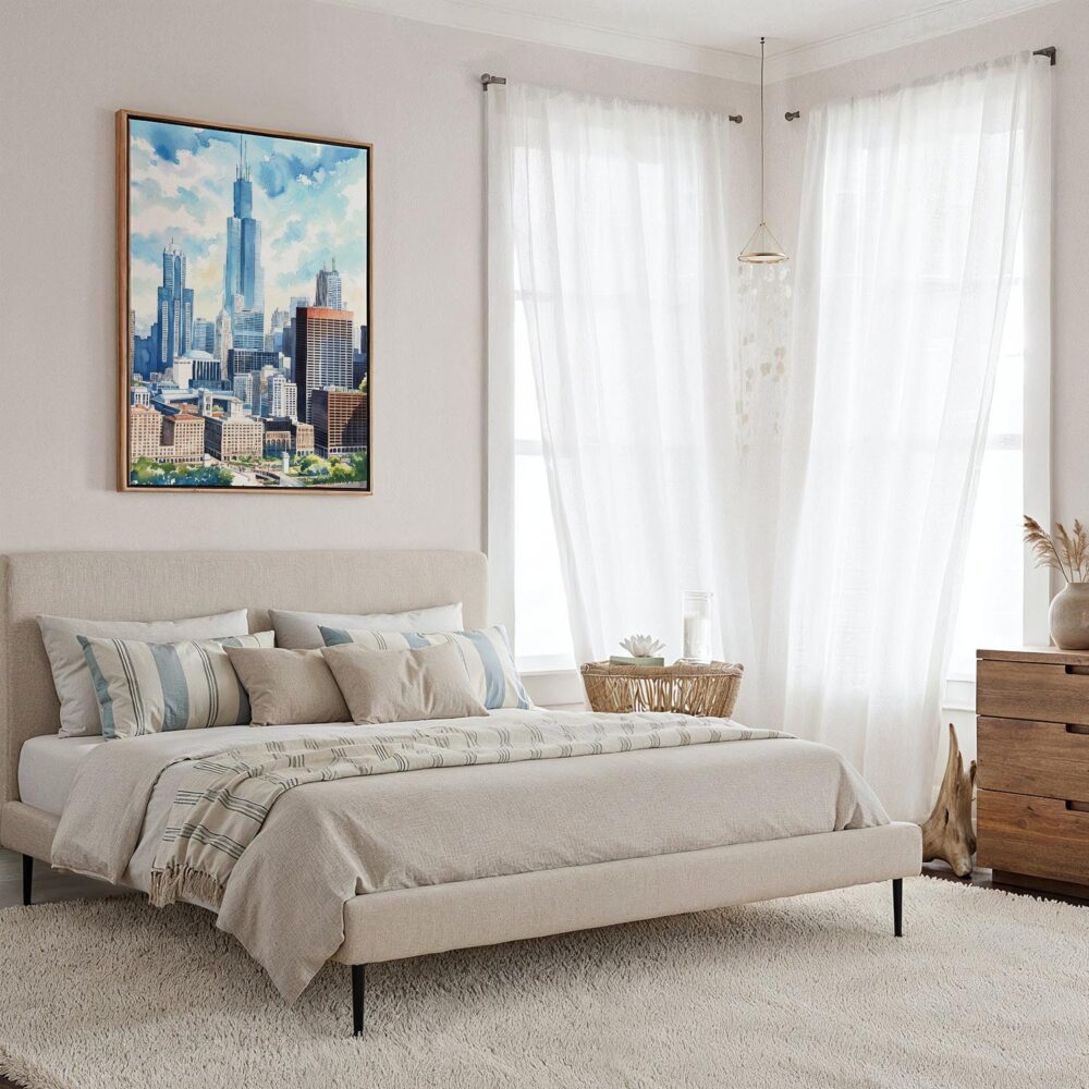05 - Framed Chicago Willis Tower Watercolor Canvas Print - Coastal Bedroom - Vertical.jpg 05 - Framed Chicago Willis Tower Watercolor Canvas Print - Coastal Bedroom - Vertical.jpg