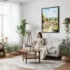 05 - Framed Cotswolds England Watercolor Canvas Print - Woman reading on couch - Vertical.jpg
