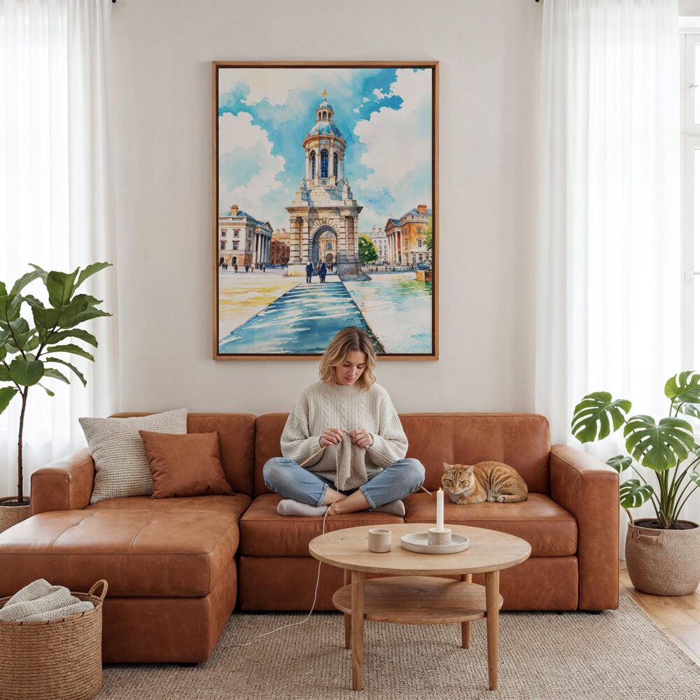 05 - Framed Dublin Trinity College Watercolor Canvas Print - Woman Knitting - Vertical.jpg 05 - Framed Dublin Trinity College Watercolor Canvas Print - Woman Knitting - Vertical.jpg