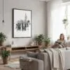 05 - Framed Empire State Building - Pencil Drawing Canvas Print - Woman reading in modern Living Room - Vertical.jpg