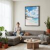 05 - Framed Hawaii - Maui - Watercolor Canvas Print - Woman Knitting on grey couch - Vertical.jpg