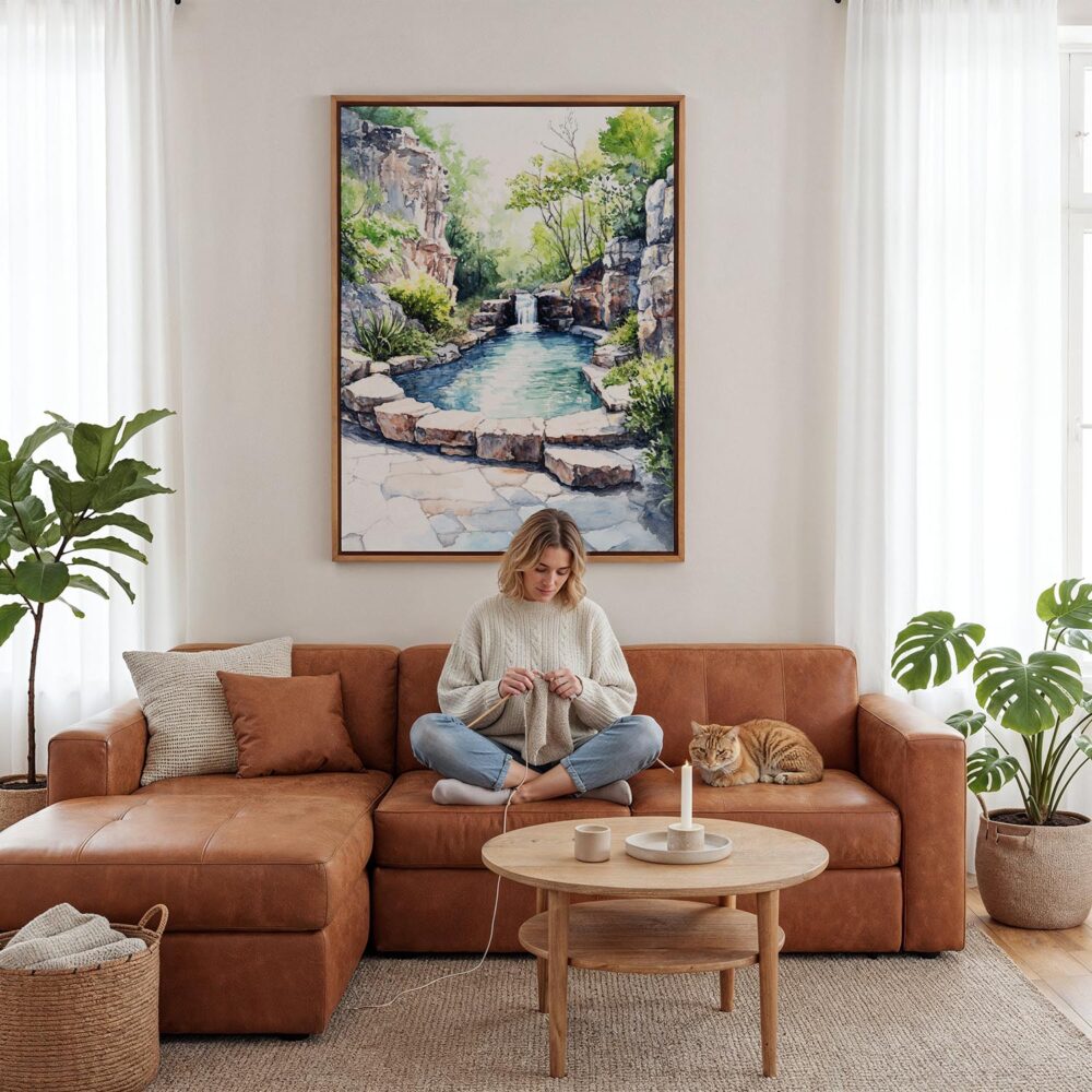 05 - Framed Hot Springs National Park watercolor Canvas Print - Woman Knitting - Vertical.jpg 05 - Framed Hot Springs National Park watercolor Canvas Print - Woman Knitting - Vertical.jpg