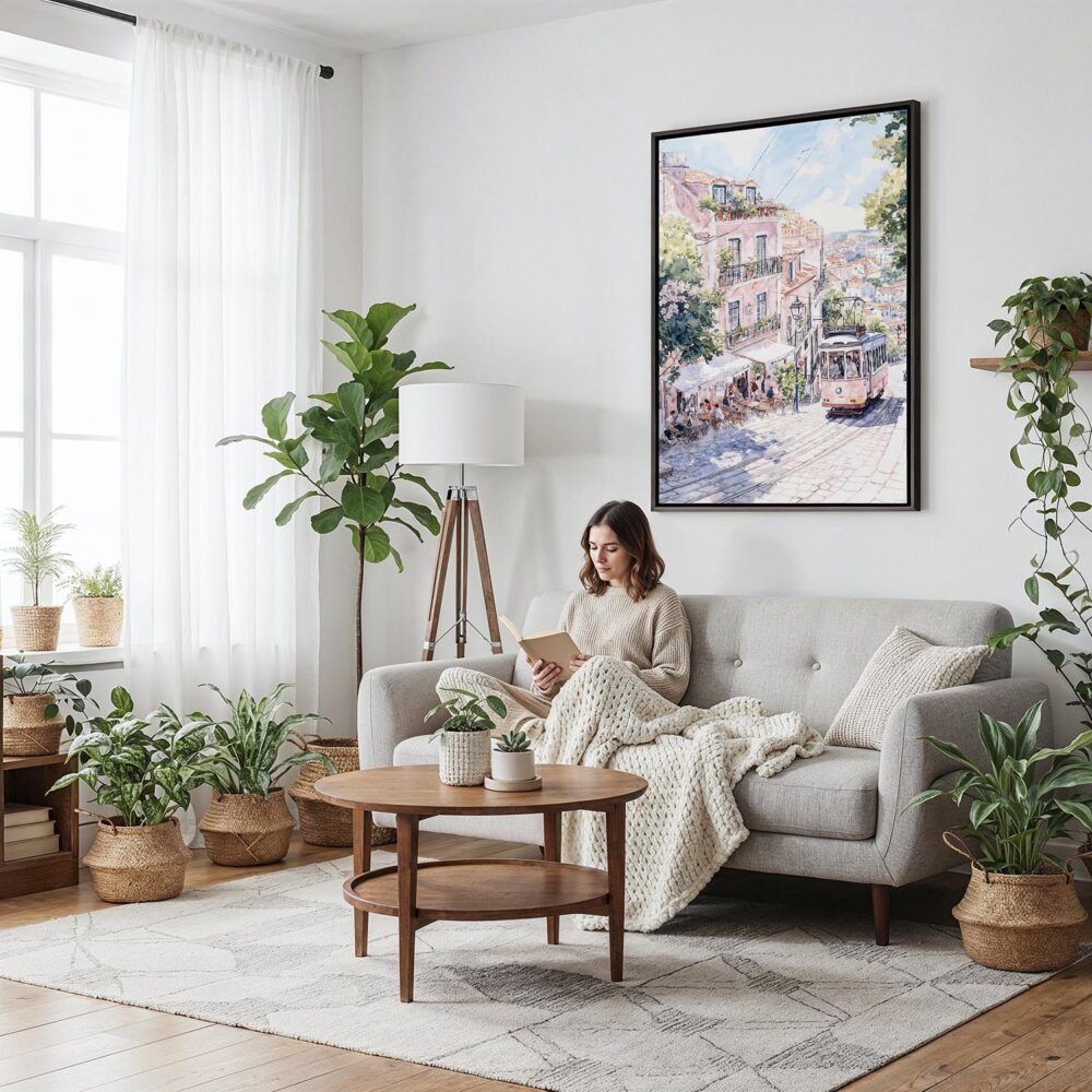 05 - Framed Lisbon 1 - Watercolor Canvas Print - Woman reading on couch - Vertical.jpg 05 - Framed Lisbon 1 - Watercolor Canvas Print - Woman reading on couch - Vertical.jpg
