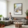 05 - Framed Lisbon 2- Watercolor Canvas Print - Woman Knitting on grey couch - Vertical.jpg
