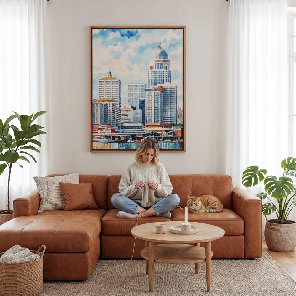 05 - Framed Louisville Kentucky Watercolor Canvas Print - Woman Knitting - Vertical.jpg 05 - Framed Louisville Kentucky Watercolor Canvas Print - Woman Knitting - Vertical.jpg