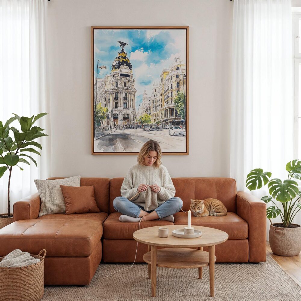 05 - Framed Madrid Watercolor Canvas Print - Woman Knitting - Vertical.jpg 05 - Framed Madrid Watercolor Canvas Print - Woman Knitting - Vertical.jpg