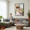 05 - Framed Mesa Verde National Park Canvas Print - Woman Knitting on grey couch - Vertical.jpg