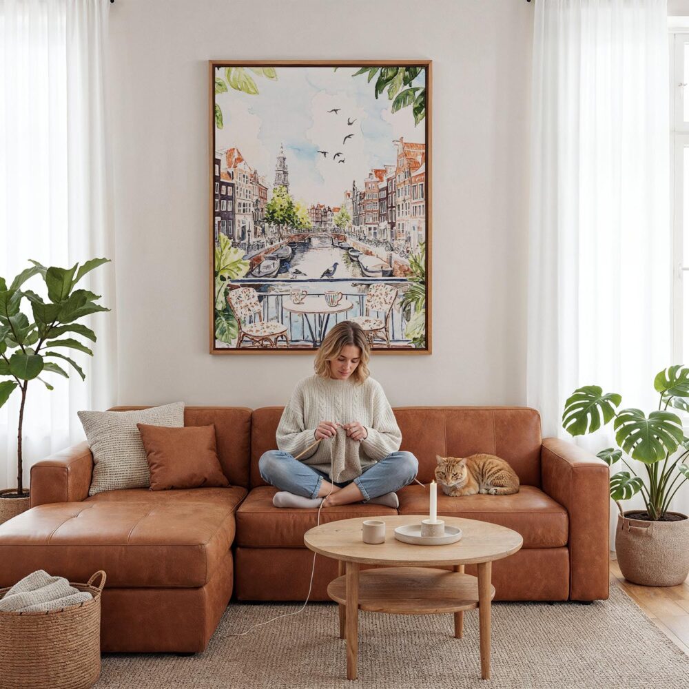 05 - Framed Morning Coffee in Amsterdam Watercolor Canvas Print - Woman Knitting - Vertical.jpg 05 - Framed Morning Coffee in Amsterdam Watercolor Canvas Print - Woman Knitting - Vertical.jpg