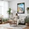 05 - Framed Naples Watercolor Canvas Print - Woman reading on couch - Vertical.jpg