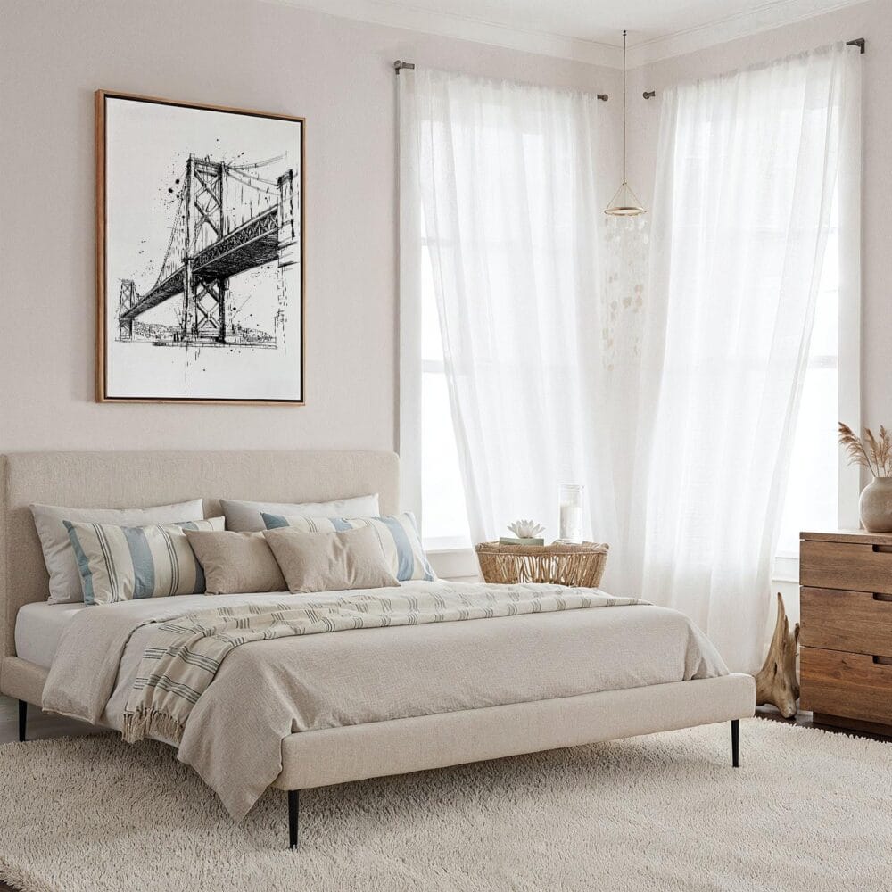 05 - Framed Oakland Bridge - Pencil Drawing Canvas Print - Coastal Bedroom - Vertical.jpg 05 - Framed Oakland Bridge - Pencil Drawing Canvas Print - Coastal Bedroom - Vertical.jpg