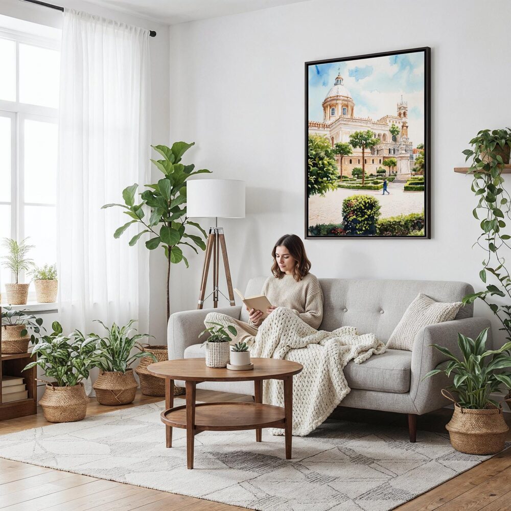 05 - Framed Palermo Watercolor Canvas Print - Woman reading on couch - Vertical.jpg 05 - Framed Palermo Watercolor Canvas Print - Woman reading on couch - Vertical.jpg