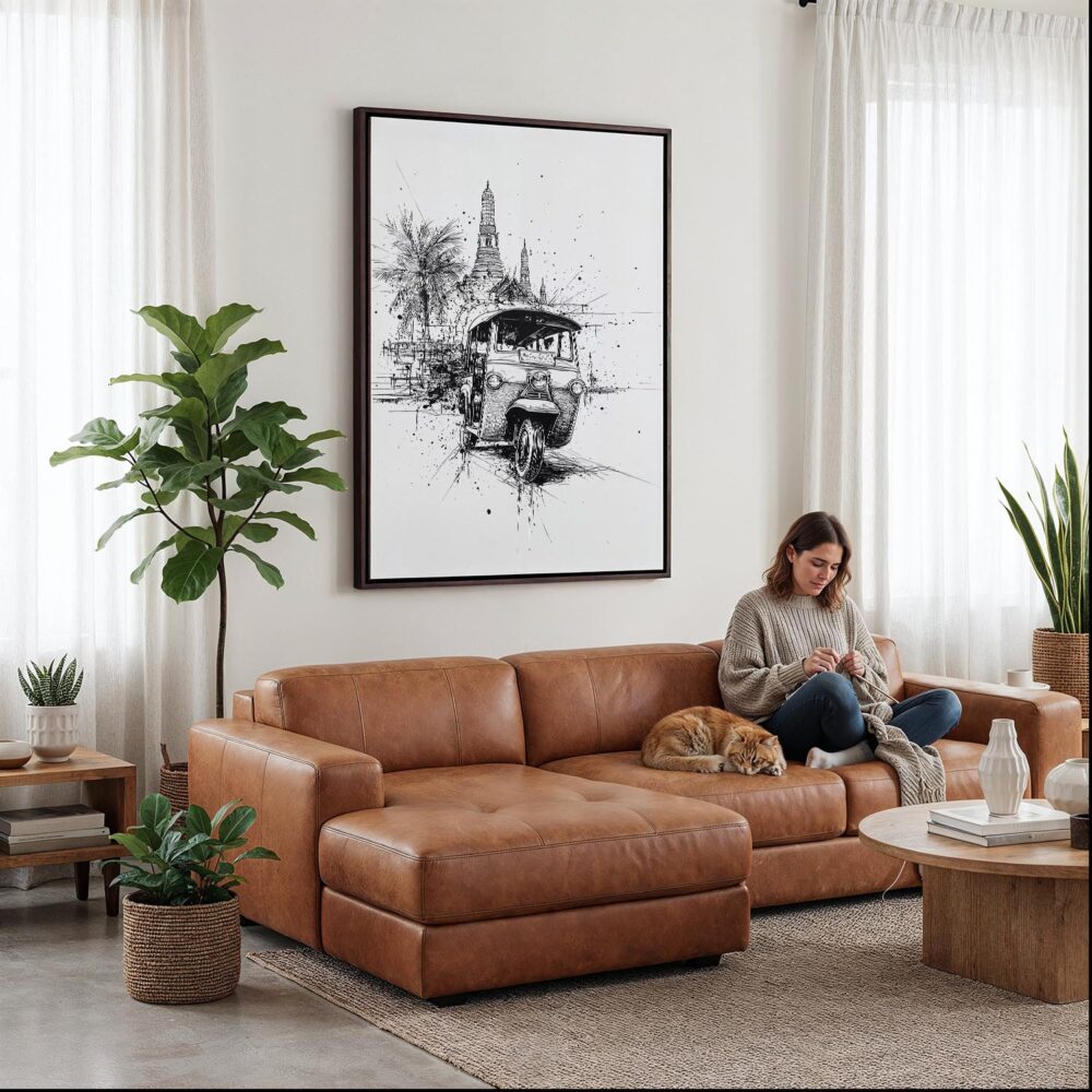 05 - Framed Thailand - Tuk Tuk 2 - Pencil Canvas Print - Woman Knitting on leather couch - Vertical.jpg 05 - Framed Thailand - Tuk Tuk 2 - Pencil Canvas Print - Woman Knitting on leather couch - Vertical.jpg