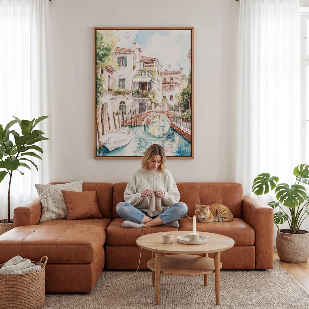 05 - Framed Venice Canal - Watercolor Canvas Print - Woman Knitting - Vertical.jpg 05 - Framed Venice Canal - Watercolor Canvas Print - Woman Knitting - Vertical.jpg