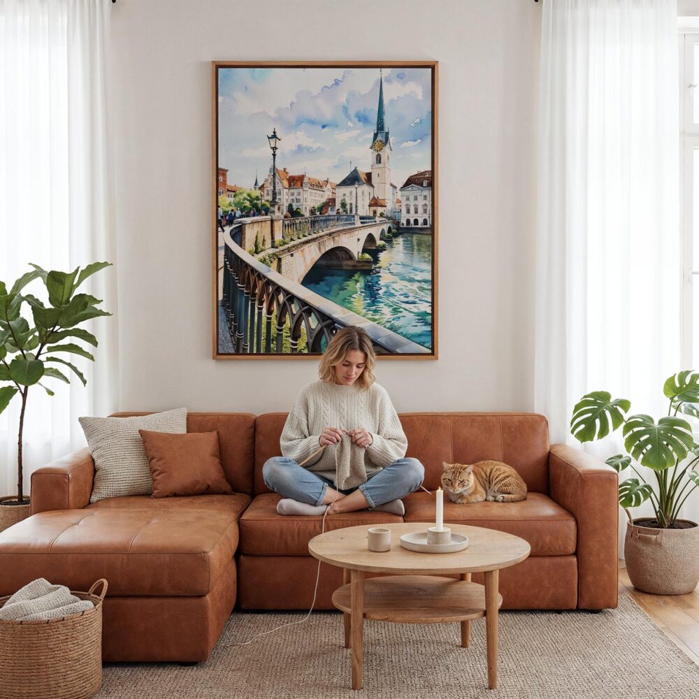 05 - Framed Zurich Switzerland Watercolor Canvas Print - Woman Knitting - Vertical.jpg 05 - Framed Zurich Switzerland Watercolor Canvas Print - Woman Knitting - Vertical.jpg