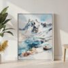 05 - Gates of the Arctic National Park Watercolor Canvas Print with White Floater Frame - Standing on Floor - Vertical.jpg