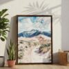 05 - Great Sand Dunes watercolor Canvas Print with Brown Floater Frame - Standing on Floor - Vertical.jpg
