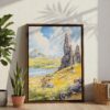 05 - Isle of Skye Watercolor Canvas Print with Brown Floater Frame - Standing on Floor - Vertical.jpg