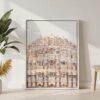 05 - Jaipur Palace of the winds Watercolor Canvas Print with White Floater Frame - Standing on Floor - Vertical.jpg