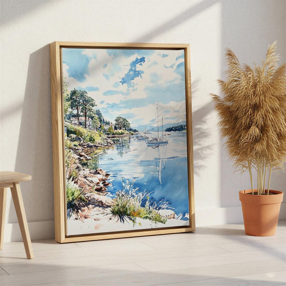 05 - Lake Windermere - Watercolor 3 Canvas Print with Natural Floater Frame - Standing on Floor - Vertical.jpg 05 - Lake Windermere - Watercolor 3 Canvas Print with Natural Floater Frame - Standing on Floor - Vertical.jpg