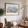 05 - Large Cape Town Watercolor - Horizontal Art Print in Boho Living Room with vintage Wood frame.jpg