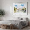 05 - Large Rome Vitrus Capitol Watercolor - Horizontal Art Print in Bedroom with Silver Metal Frame.jpg