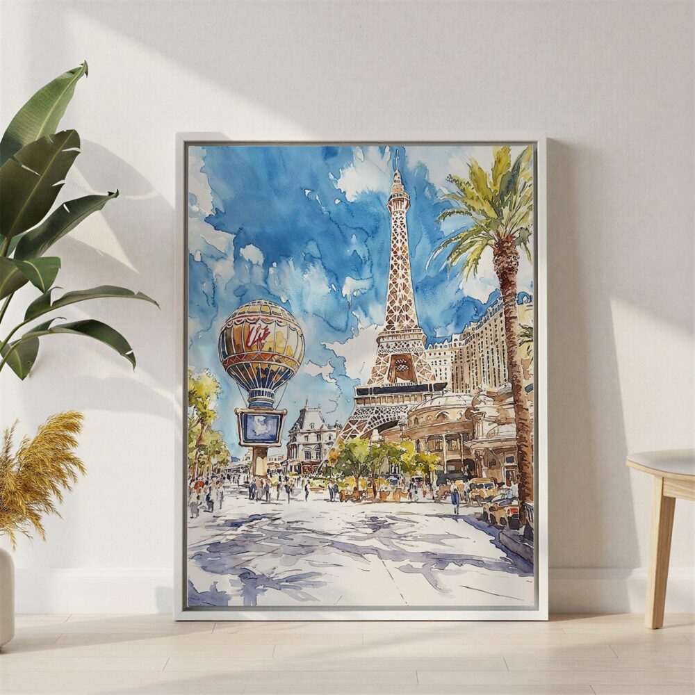 05 - Las Vegas Nevada Watercolor Canvas Print with White Floater Frame - Standing on Floor - Vertical.jpg 05 - Las Vegas Nevada Watercolor Canvas Print with White Floater Frame - Standing on Floor - Vertical.jpg