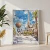 05 - Las Vegas Nevada Watercolor Canvas Print with White Floater Frame - Standing on Floor - Vertical.jpg